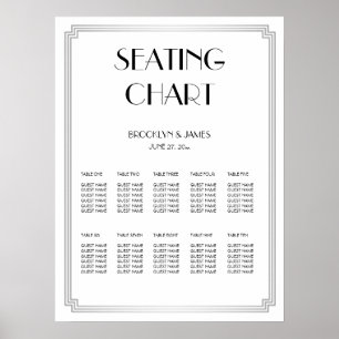 Poster de prata e branco da carta do assento do