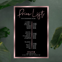 Poster de preços para serviços Dourados Elegante e