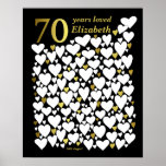 Poster de presentes no livro convidado da Festa de<br><div class="desc">Uma maravilhosa ideia do presente de 70. Este fabuloso poster contém 70 corações para você preencher com 70 mensagens curtas de amor. Perfeito para um presente especial de 70 de aniversário da família - ou usado em uma sétima festa como livro convidado. Impressão grande por muito espaço para escrever dentro....</div>