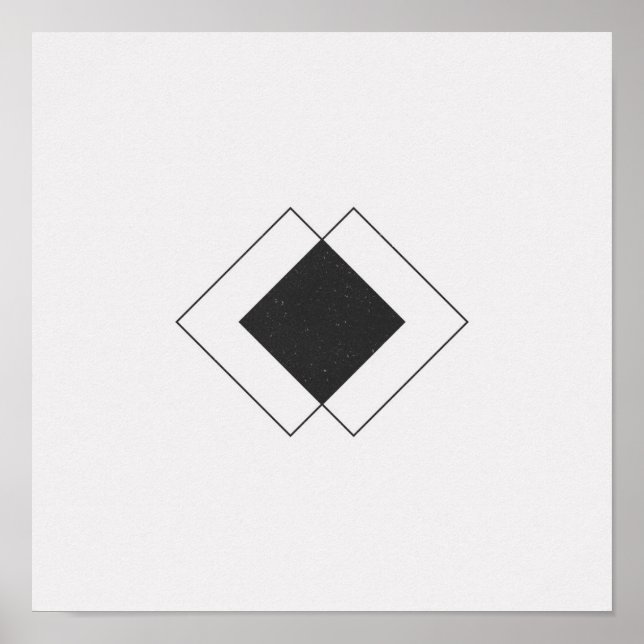 Poster de preto e branco mínimo de diamante (Frente)
