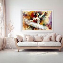 Poster de Princesa Bailarina em Aquarela Sonhadora