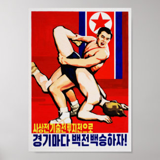 Poster de Propaganda de Wrestlers da Coreia do Nor