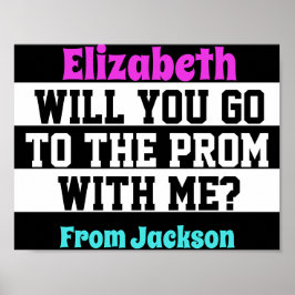 Poster de proposta preto, branco e rosa