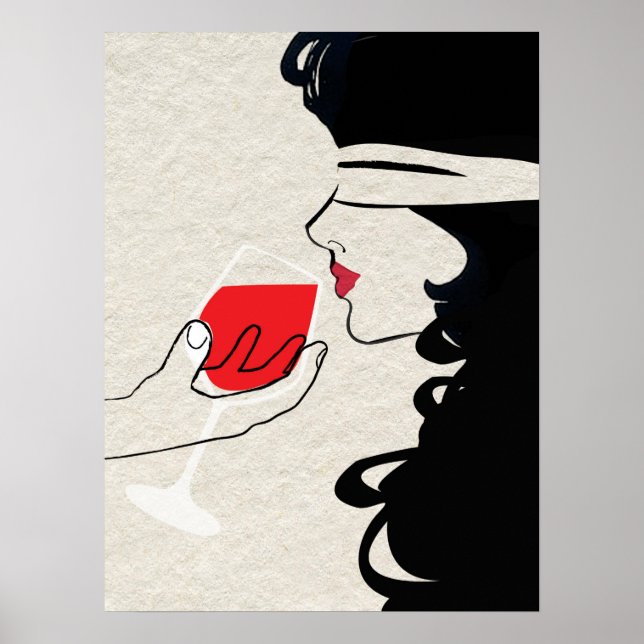 Poster de Provando de Vinho Cego de Mulher Sexy (Frente)