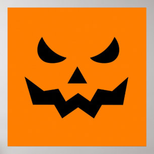 Poster de Pumpkin Assustador na Face Quadrada (24x