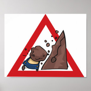 Poster de queda do sinal de estrada das rochas