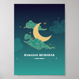Poster de Ramadã Mubarak Moderno Azul
