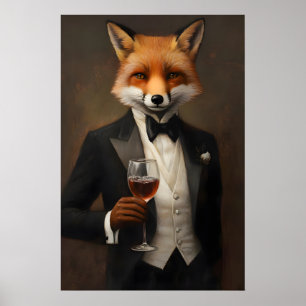 Poster de Raposa em Smoking, Poster de Animal, Rap