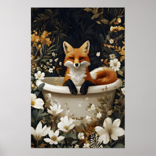 Poster de Raposa na Banheira, Poster Divertido de