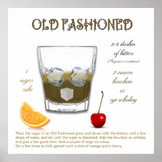 Poster de Receita de Cocktail Vintage Antigo