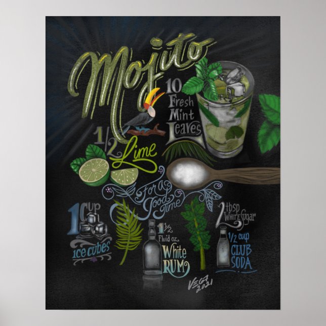 Poster de Receita de Mojito (Frente)