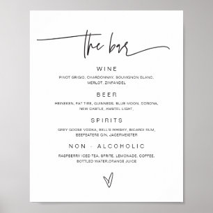 Poster de Recepção de Sinal de Bar do Menu de Bebi