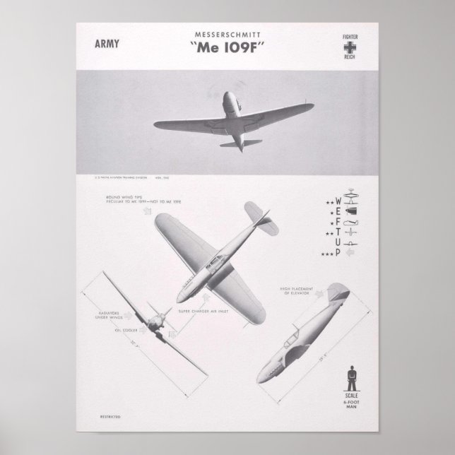 POSTER de reconhecimento ME 109F, 1942 (Frente)