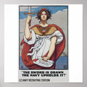 Poster de recrutamento do marinho velho cerca de