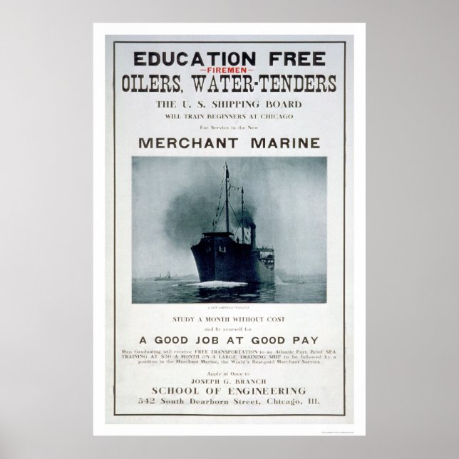 Poster de Recrutamento Marinho Merchant (US02056) (Frente)