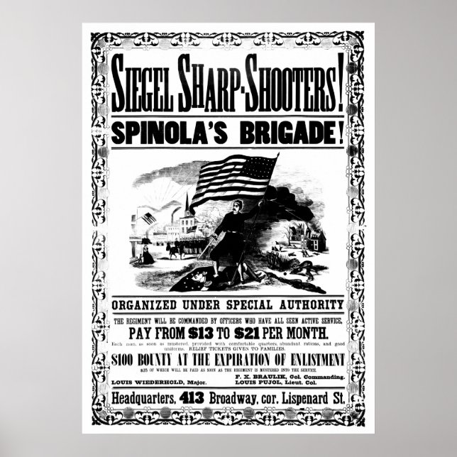 Poster de Recrutamento para a Guerra Civil, preto (Frente)