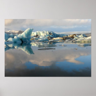 Poster de reflexão do lago de Jokulsarlon iceberg