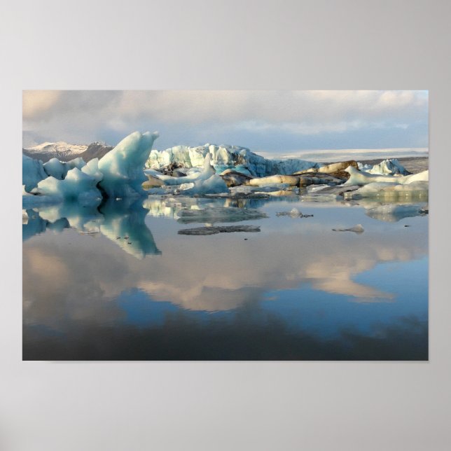 Poster de reflexão do lago de Jokulsarlon iceberg (Frente)