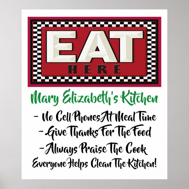 Poster de Regras da Cozinha (Frente)
