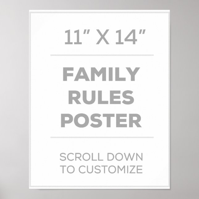 poster de Regras da Família de 11" x 14" (Frente)