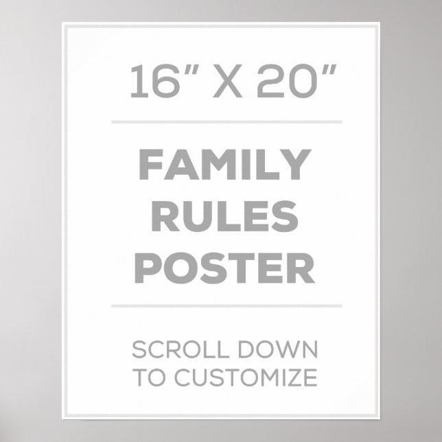 poster de Regras da Família de 16" x 20" (Frente)