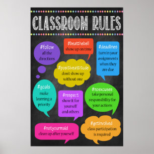 Poster de Regras da Sala de Aula da Hashtag