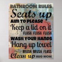 Poster de Regras de Banho | Hug Mãe 8x10