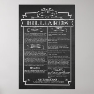 Poster de Regras de Jogo Billiards