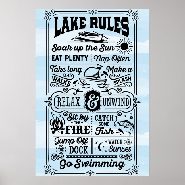 Poster de Regras do Lago Branco Azul (Frente)
