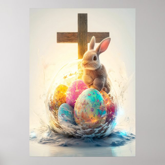 Poster de Religião Cruzada do felz pascoa Bunny (Frente)