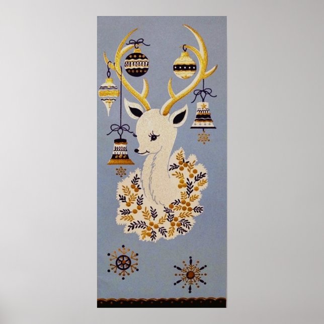 Poster de renas de férias dos natais vintages (Frente)