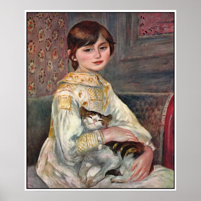 Poster de Renoir: Mlle. Julie Manet com Cat (Frente)