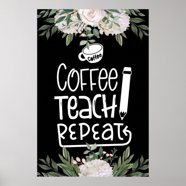 Poster de Repetição de Ensino de Café (Frente)