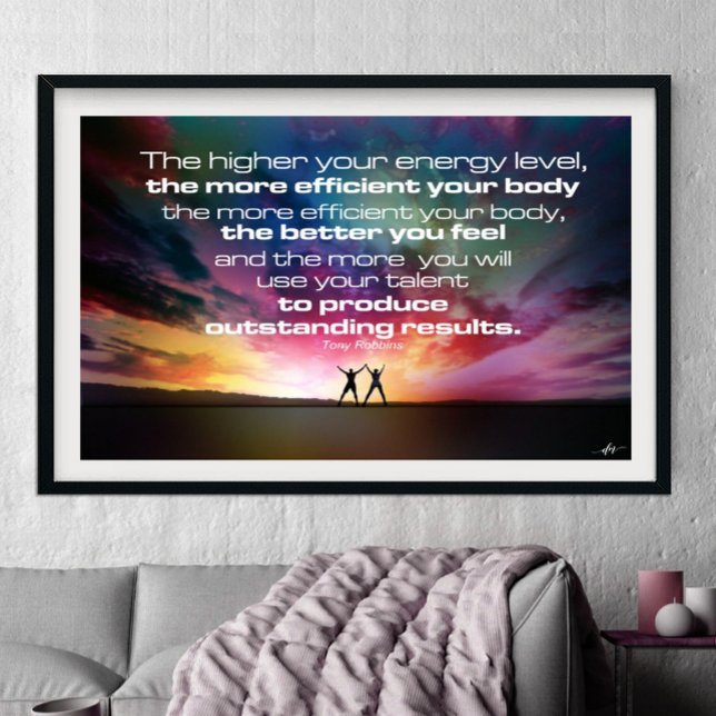 Poster de resultados (Transform your space with this inspiring poster featuring a Tony Robbins quote against a stunning su)