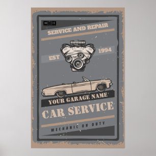 Poster de retrato de garagem de serviço de carro p
