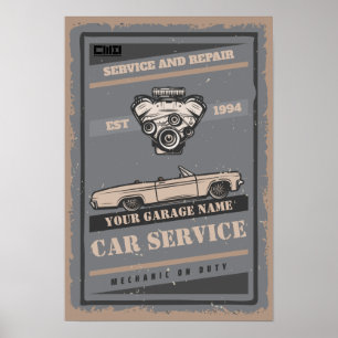 Poster de retrato de garagem de serviço de carro p