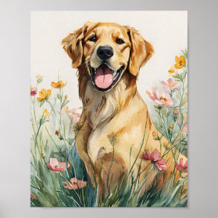 Poster de Retrato do Retriever do ouro - Cachorro
