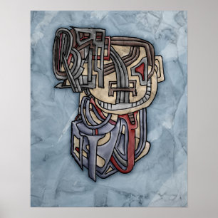 Poster de Retrato Surreal Cubist Noturno