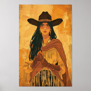 Poster de retrato tradicional de mulher mexicana