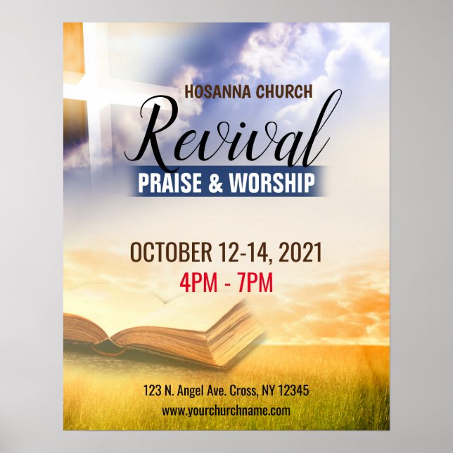 Poster de Revival do Serviço de Culto da Igreja (Frente)