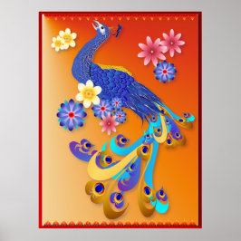 Poster de rico de Peacock e Flores do