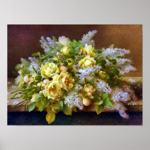 Poster de Rosas Amarelas e Lilases