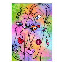 Poster de Rostos de Mulheres Abstratas em Estilo C