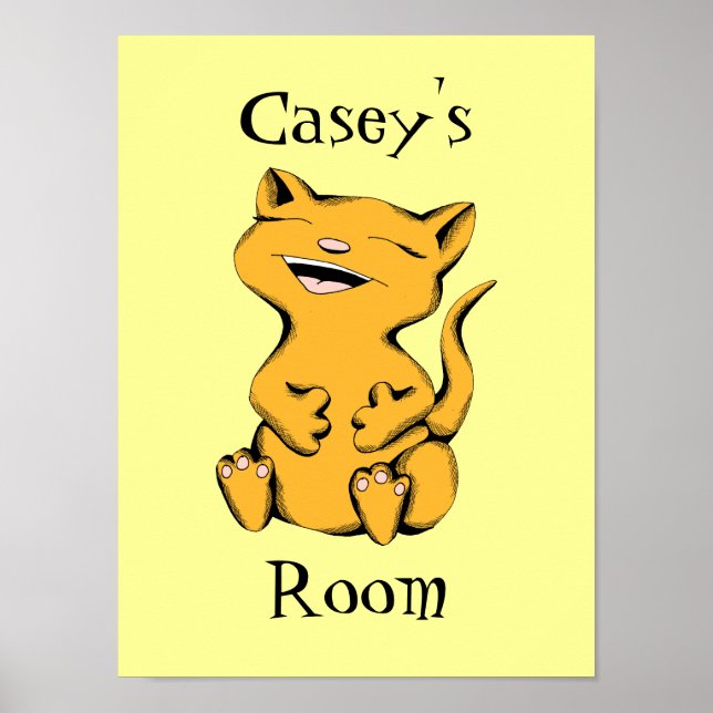 Poster de Rotação de Gato de Texto e Cor Personali (Frente)