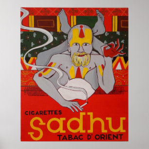 Poster de Sadhu Tabac D'Orient dos cigarros