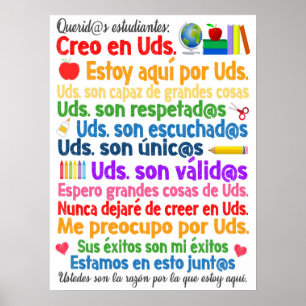 Poster de Sala de Aula de Caros Estudantes Espanh
