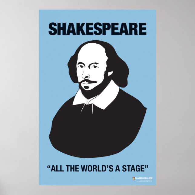 Poster de sala de aula de Shakespeare azul (Frente)