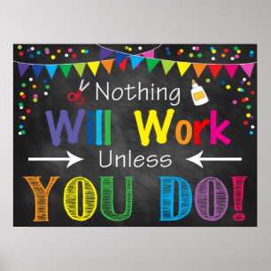 Poster de sala de aula de trabalho do duro