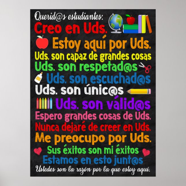 Poster de sala de aula espanhola (Frente)