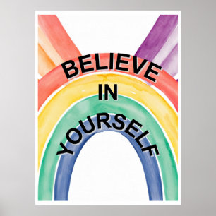 Poster de sala de aula motivacional acredite em si
